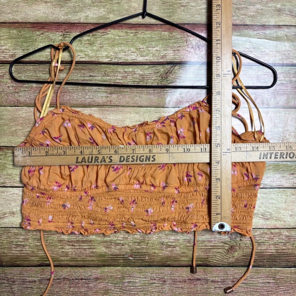 Free People Crop Tie Strap Tank Top Orange Size Small